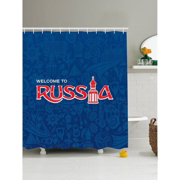 Фотоштора для ванной «Добро пожаловать», размер 180x200 см