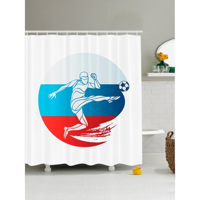 Фотоштора для ванной «Сила футбола», размер 180x200 см