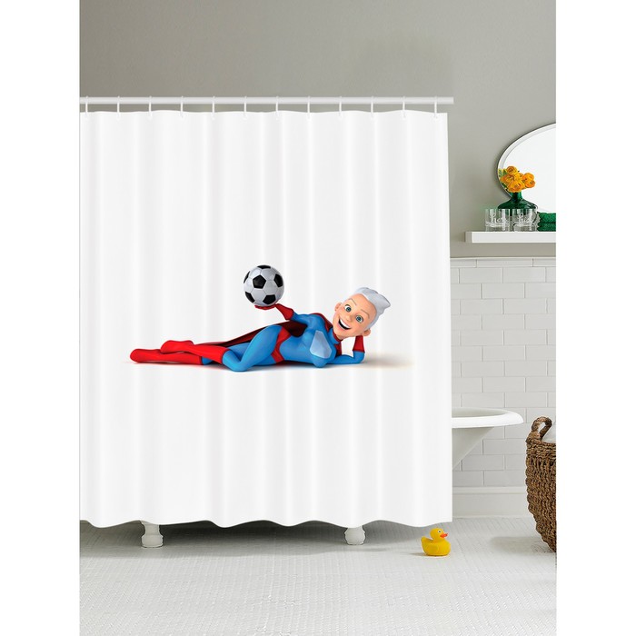 Фотоштора для ванной «Футболистка», размер 180x200 см