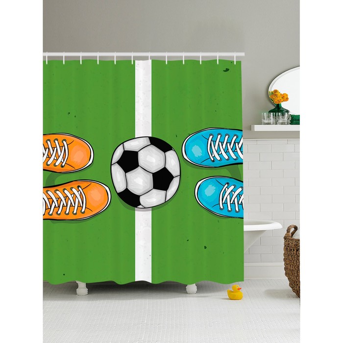 Фотоштора для ванной «Соперники на поле», размер 180x200 см