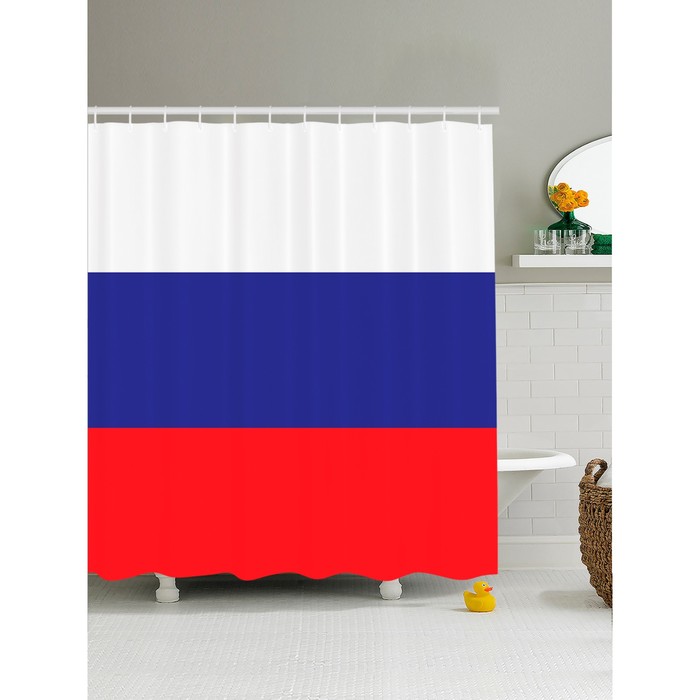 Фотоштора для ванной «Российский флаг», размер 180x200 см