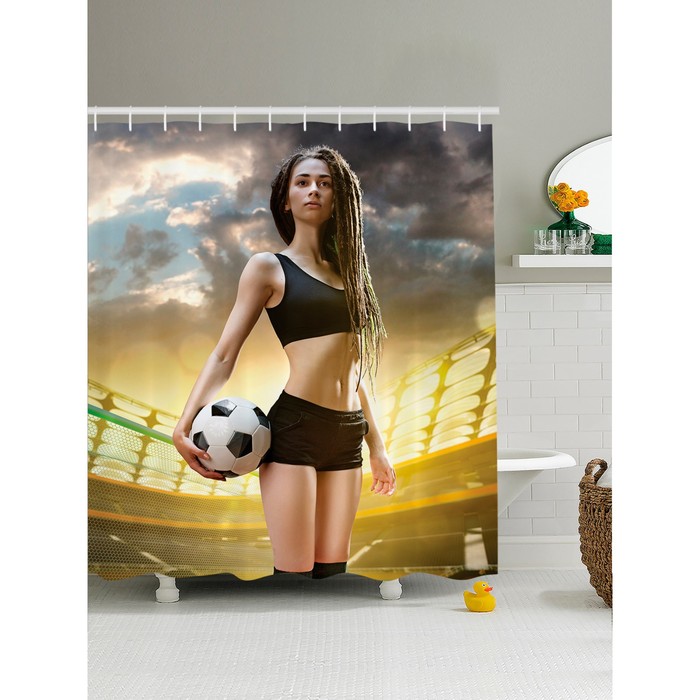 Фотоштора для ванной «Болеем за спорт», размер 180x200 см