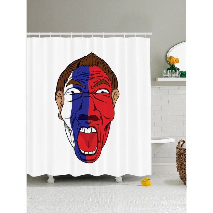 Фотоштора для ванной «Болельщик», размер 180x200 см