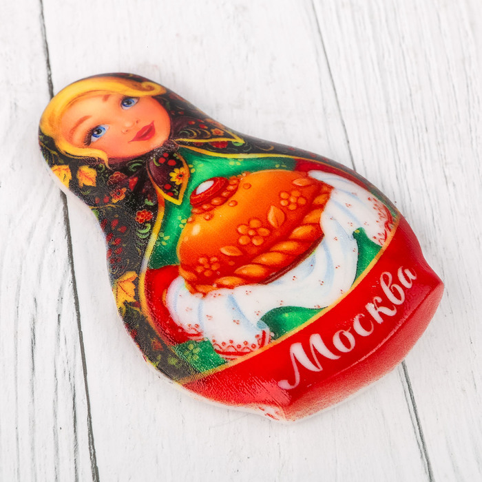 Магнит в форме матрешки «Москва», хохлома