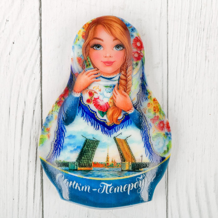 Магнит в форме матрёшки "Санкт-Петербург. Мосты"
