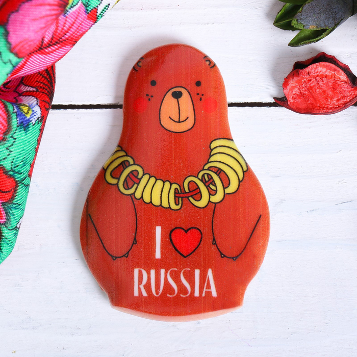 Магнит в форме матрешки "I love Russia"