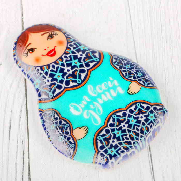 Магнит в форме матрешки "От всей души"