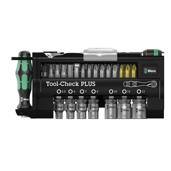 Набор инструмента WERA Tool-Check PLUS, ручка-держатель, трещотка, биты, головки, 39 пр.
