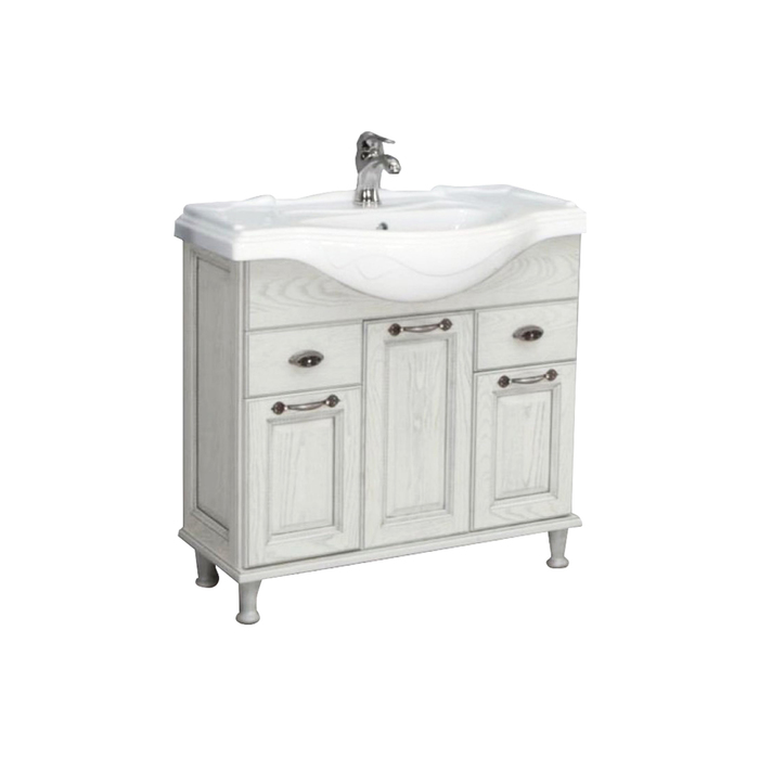 Комплект: тумба Акватон "Жерона 85" 1A158501GEM20, цвет белое серебро, раковина Акватон America 85