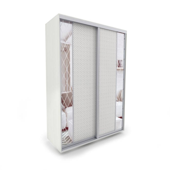 Шкаф-купе Акцент-Вера 1600х600х2300 мм, цвет выбеленное дерево/экокожа "Версаль светлый"