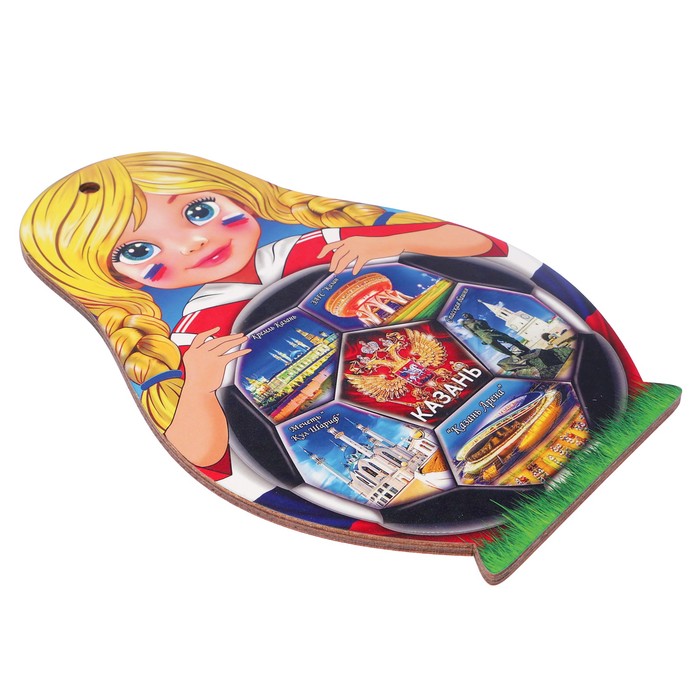 Доска сувенирная матрёшка "Девочка с мячом. Казань", 14,9х23см