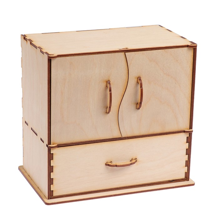 Шкатулка для декора из фанеры"Комодик кукольный" (набор 18 деталей) 19х11х18 см