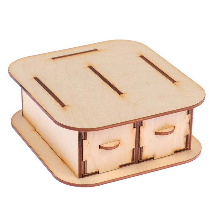 Шкатулка для декора из фанеры "Два отделения" (набор 18 деталей) 14х14х5,5 см