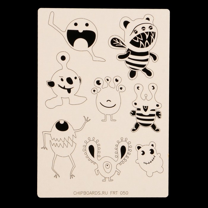 Набор чипбордов из картона "Монстрики" (5) от 2,5х3 см до 4,5х6 см