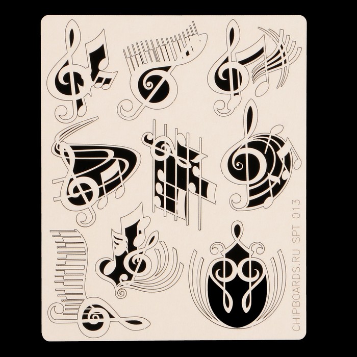 Набор чипбордов из картона "Скрипичные ключи" 9 шт по 3х3 см