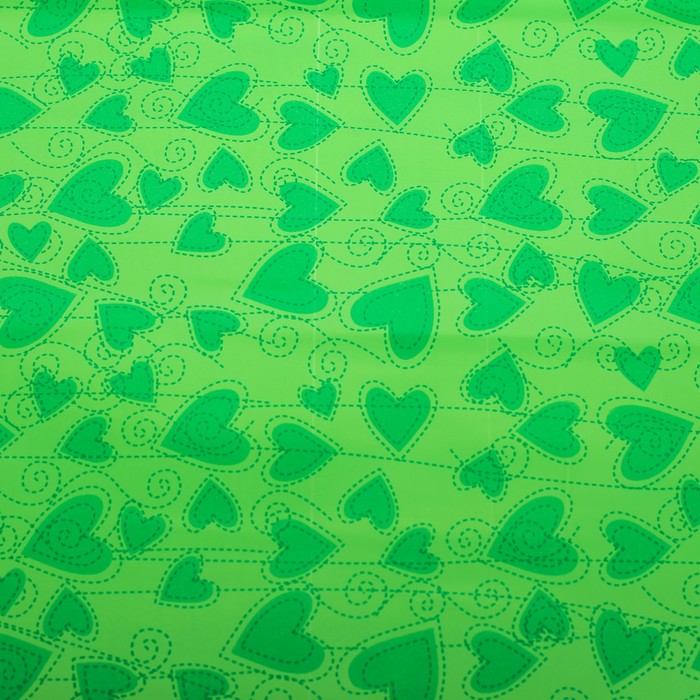 Плёнка металлизированная "Ажурные сердца", зеленый, 0,7 х 20 м