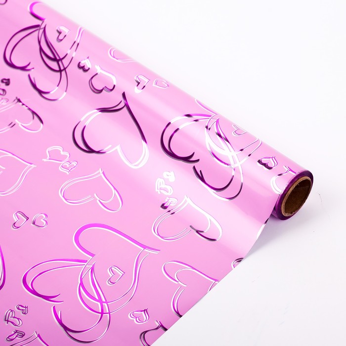 Плёнка металлизированная "Амур", розовый, 0,7 х 20 м