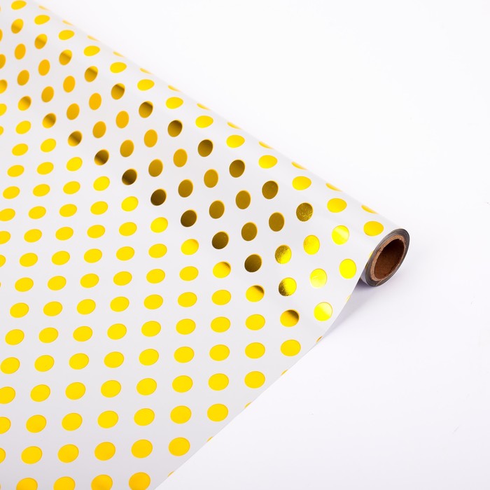 Плёнка металлизированная "Золотой горошек", 0,5 х 20 м