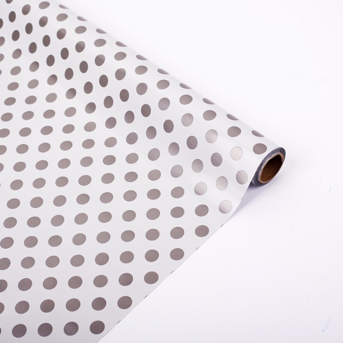 Плёнка металлизированная "Серый горошек", 0,5 х 20 м