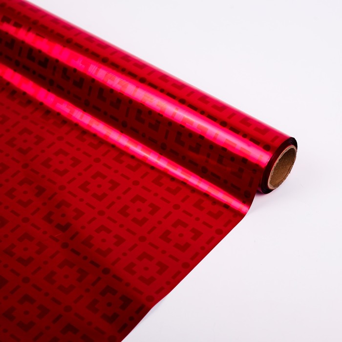 Плёнка металлизированная "Геометрия", красный, 0,7 х 20 м