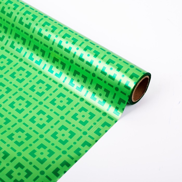 Плёнка металлизированная "Геометрия", зеленый, 0,7 х 20 м