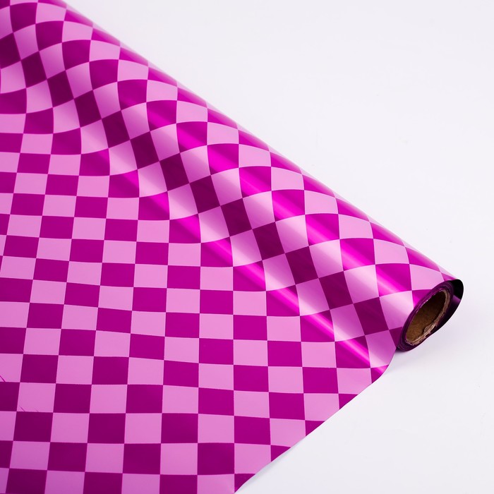 Плёнка металлизированная "Ромбики", розовый, 0,7 х 20 м