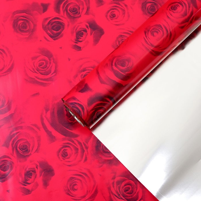 Плёнка металлизированная "Красная роза", 0,5 х 20 м