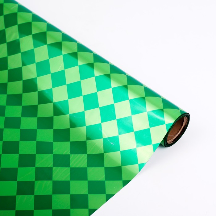 Плёнка металлизированная "Ромбики", зеленый, 0,7 х 20 м