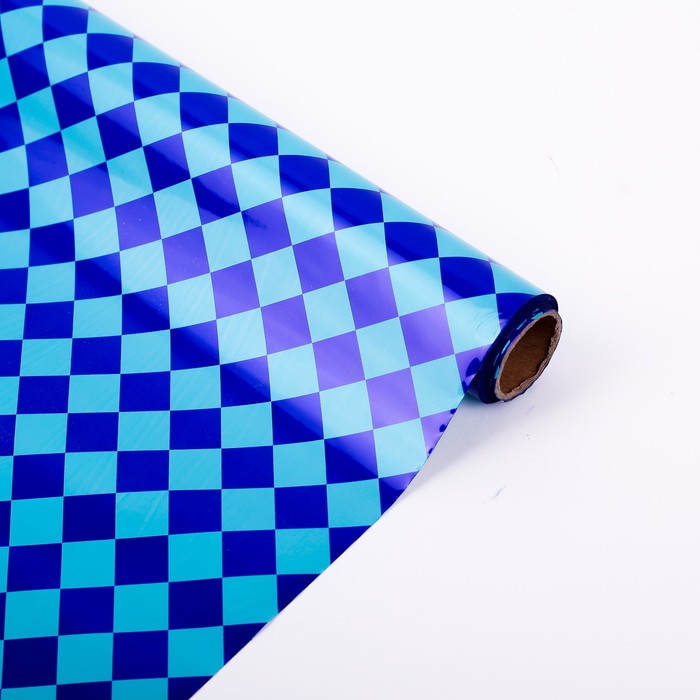 Плёнка металлизированная "Ромбики", синий, 0,7 х 20 м