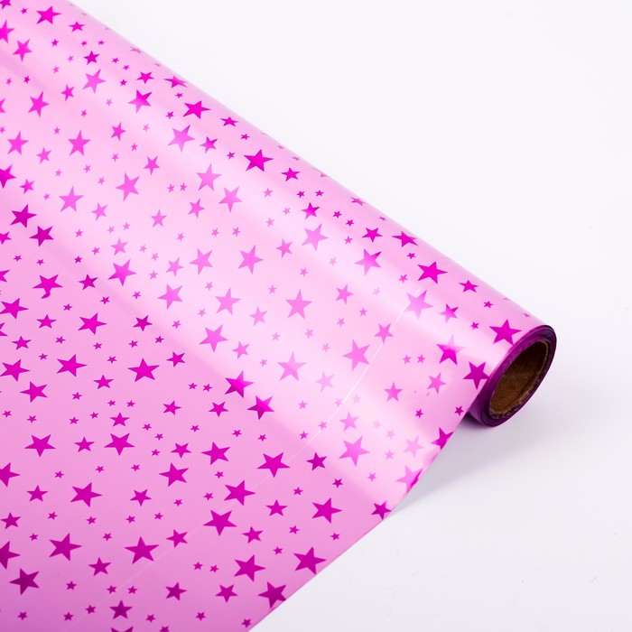 Плёнка металлизированная "Звездная", розовый, 0,7 х 20 м