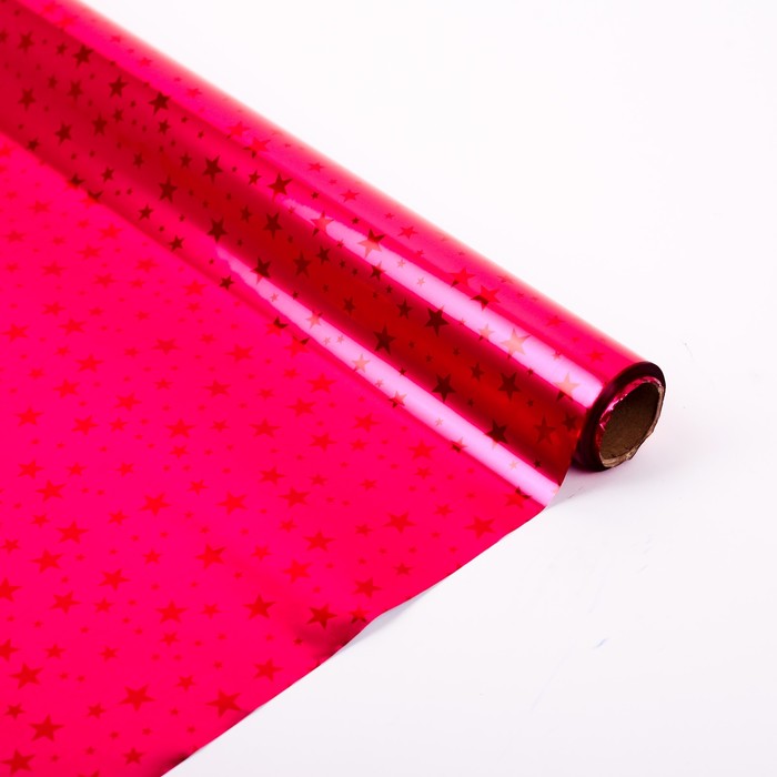 Плёнка металлизированная "Звездная", красный, 0,7 х 20 м