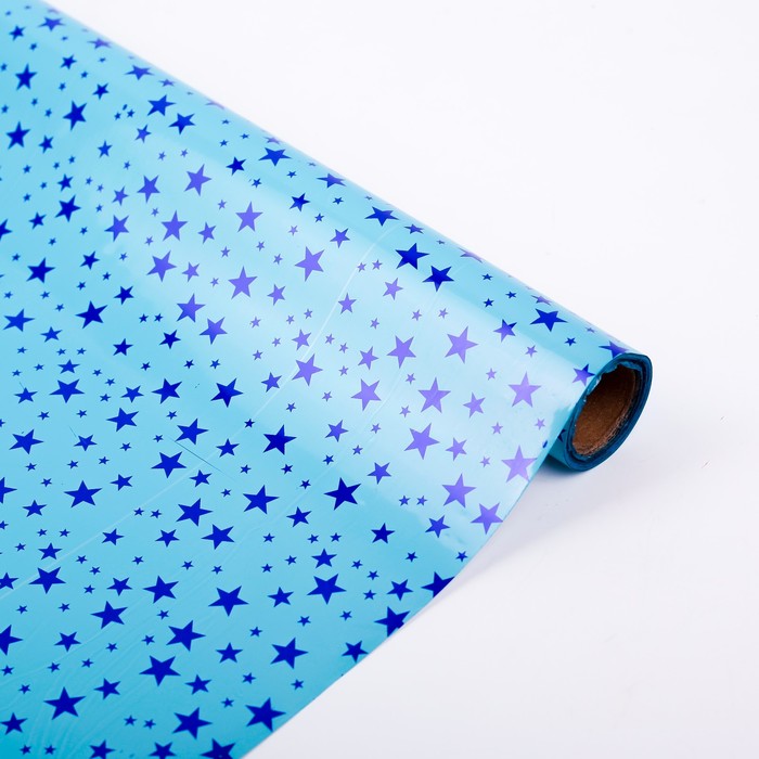 Плёнка металлизированная "Звездная", голубой, 0,7 х 20 м