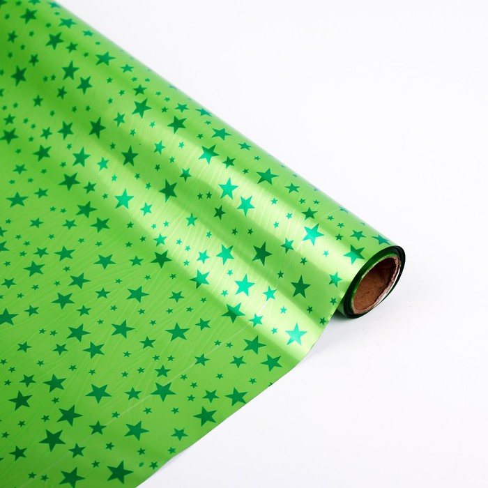 Плёнка металлизированная "Звездная", зеленый, 0,7 х 20 м