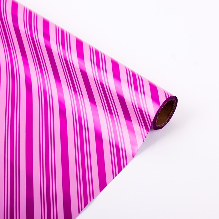 Плёнка металлизированная "Диагональ", розовый, 0,7 х 20 м