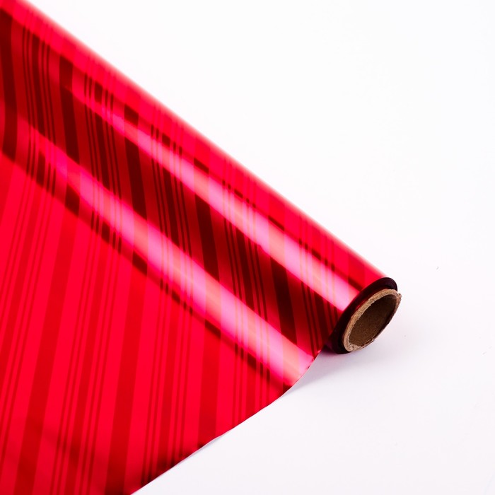 Плёнка металлизированная "Диагональ", красный, 0,7 х 20 м