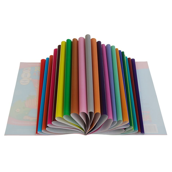 Бумага цветная А4, 24 листа, 24 цвета "Бельчонок", мелованная