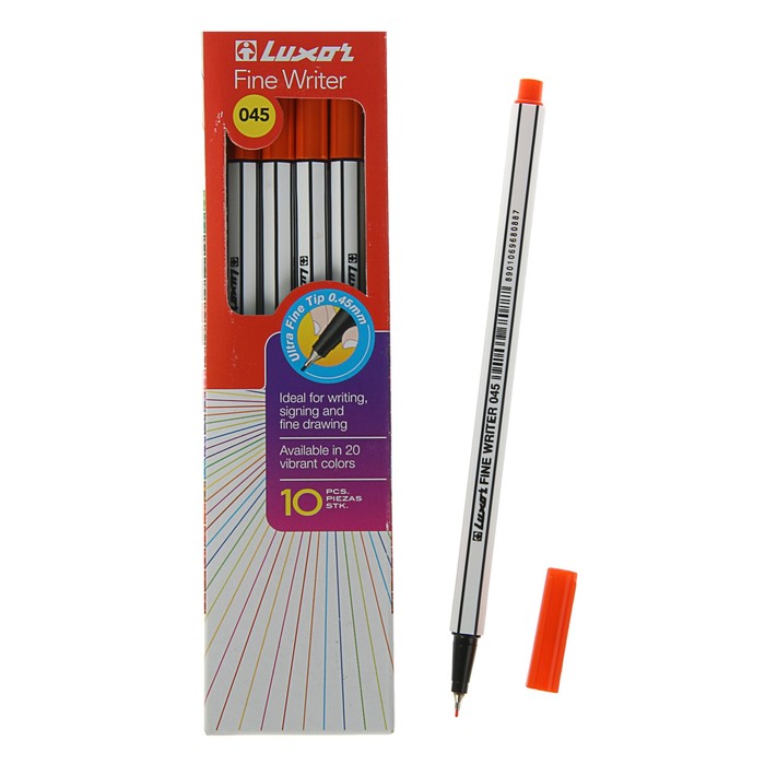 Ручка капиллярная Luxor Fine Writer 045, узел 0.8 мм, оранжевая