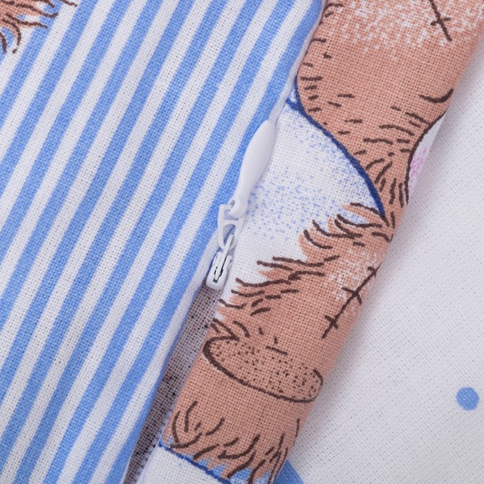 Комплект в кроватку (4 предмета), диз. мишки на голубом/горошек на голубом