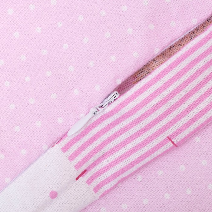 Комплект в кроватку (4 предмета), диз. мишки на розовом/горошек на розовом