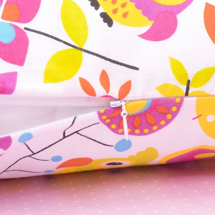 Комплект в кроватку (4 предмета), диз. совята с горошком на розовом, синтепон