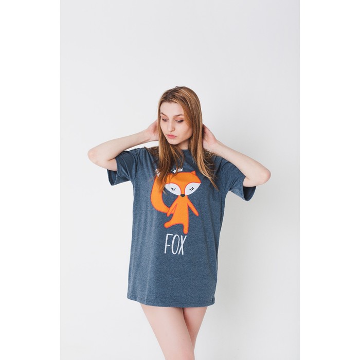 Футболка удлинённая женская KAFTAN "Fox" синий, р-р 50-52, 100 % хлопок