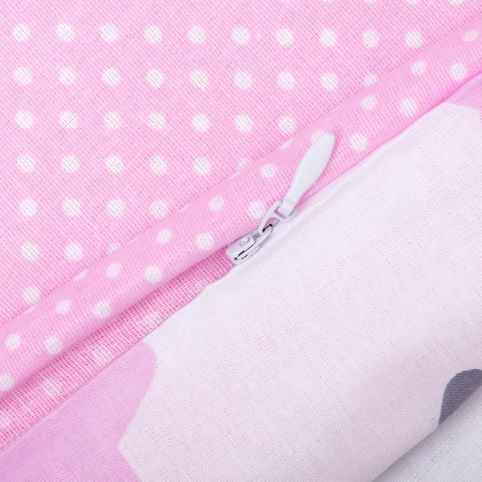 Комплект в кроватку (4 предмета), диз. пряники: серый, роз, гол/горошек на роз, синтепон