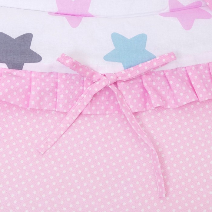 Комплект в кроватку (4 предмета), диз. пряники: серый, роз, гол/горошек на роз, синтепон