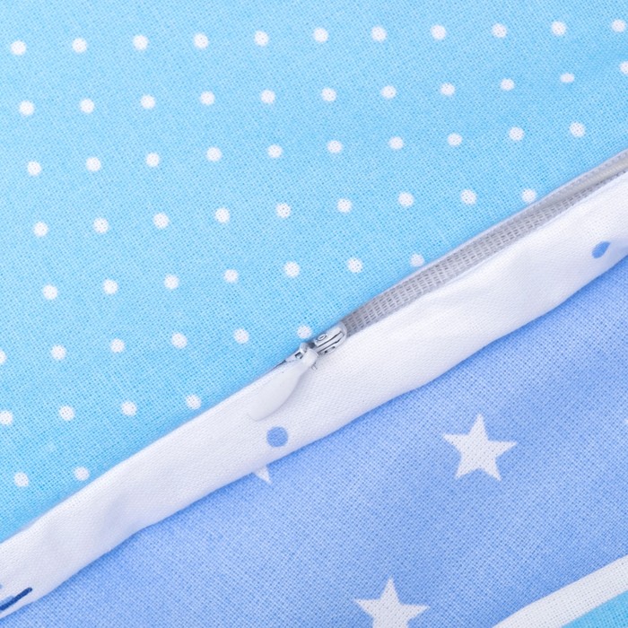 Комплект в кроватку (4 предмета), диз. мишки на голубом/горошек на голубом