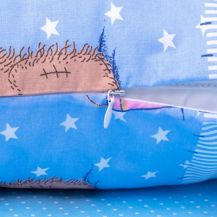 Комплект в кроватку (4 предмета), диз. мишки на голубом/горошек на голубом