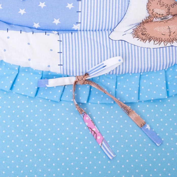 Комплект в кроватку (4 предмета), диз. мишки на голубом/горошек на голубом