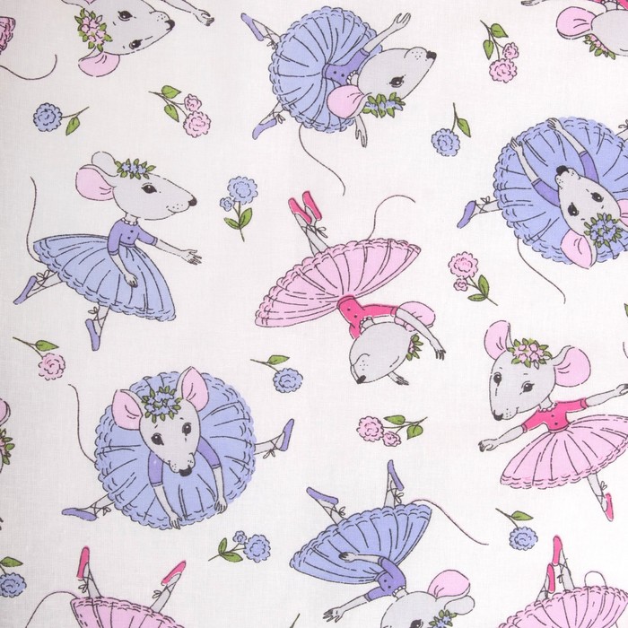 Комплект в кроватку (4 предмета), диз. мышки балеринки/горошек на фиолетовом