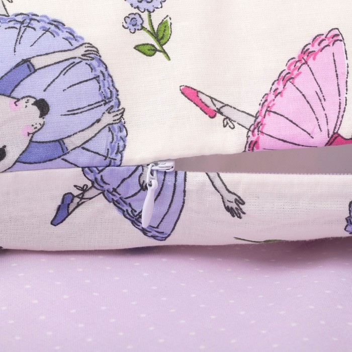 Комплект в кроватку (4 предмета), диз. мышки балеринки/горошек на фиолетовом