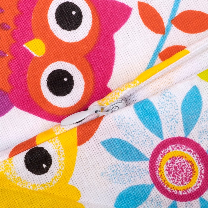 Комплект в кроватку (4 предмета), диз. совята с горошком на голубом