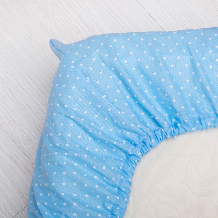 Комплект в кроватку (4 предмета), диз. совята с горошком на голубом
